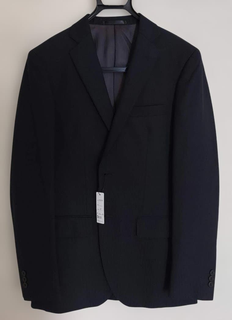 ★新品未使用！2パンツ メンズスーツ ネイビー 織柄 A7 ノータック スリム