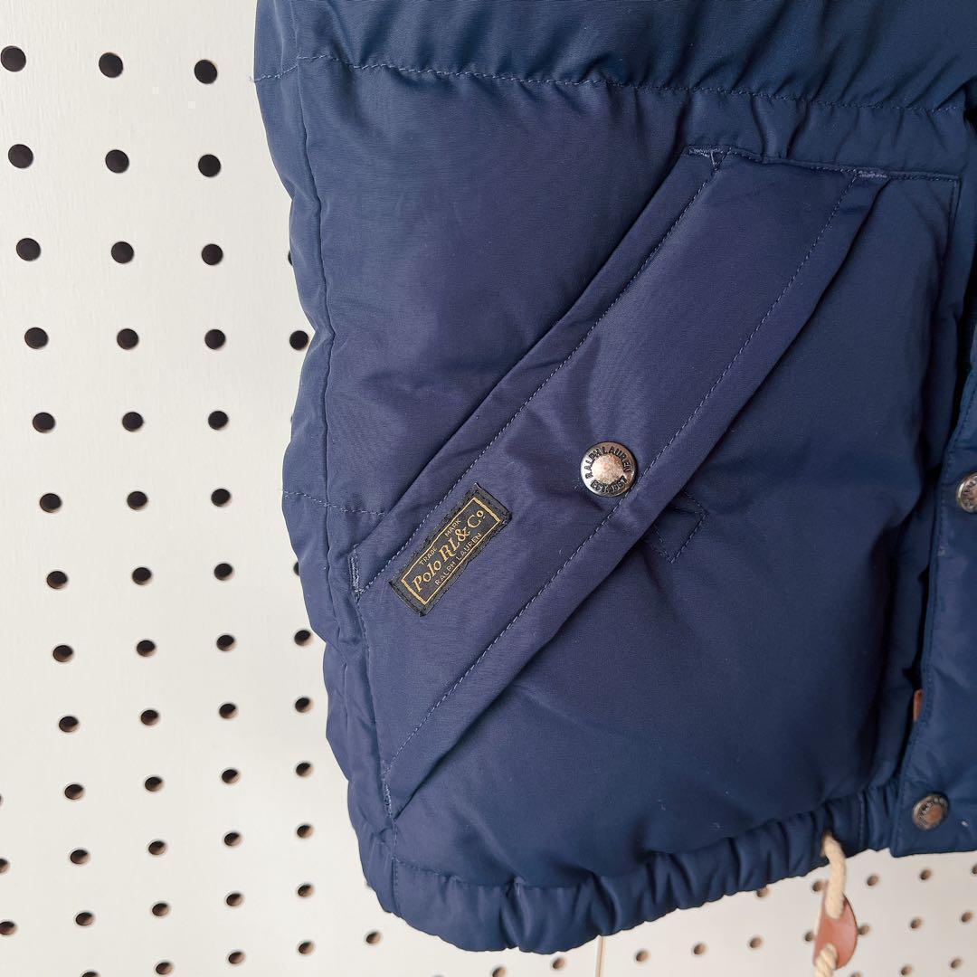 【美品】ポロラルフローレン☆ダウンベスト ポニー刺繍 紺ネイビー レディースM