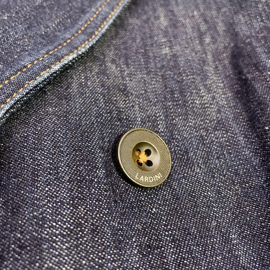 美品　ラルディーニ　ダブル仕立て　デニム生地テーラードジャケット　ブルー　48