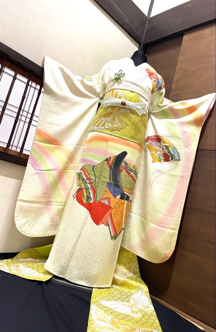 振袖 フルセット6点サイズS〜Mサイズ作家物　十二単　暈し染め　金彩　正絹