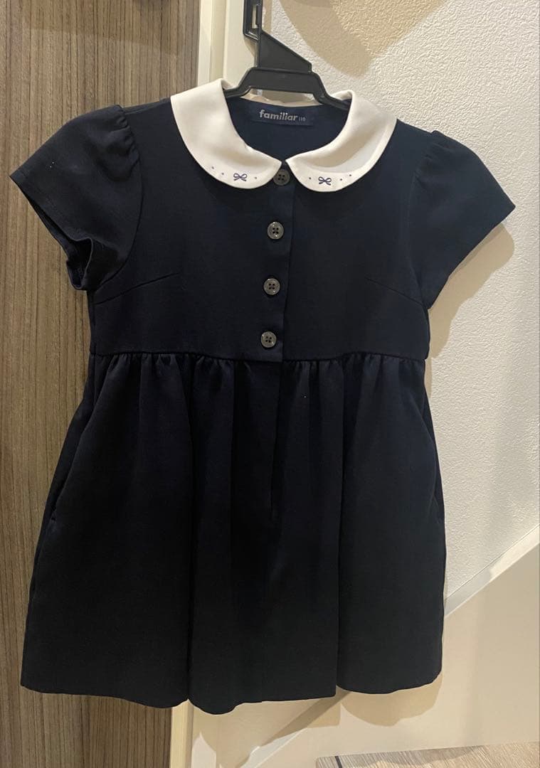 familiar 半袖ワンピース 110 ネイビー　お受験　面接