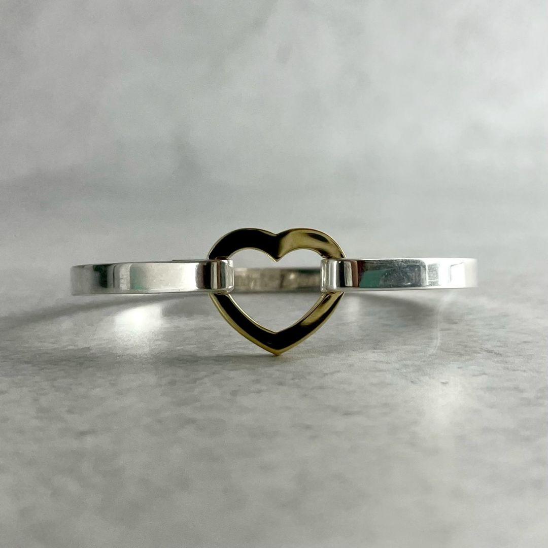 美品 ティファニー バングル ブレスレット 750 925 コンビ ハート 箱付