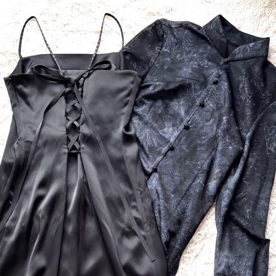 美品　高級　東京ソワール　ソワールドルチェ　シアー　キャミワンピース　黒薔薇