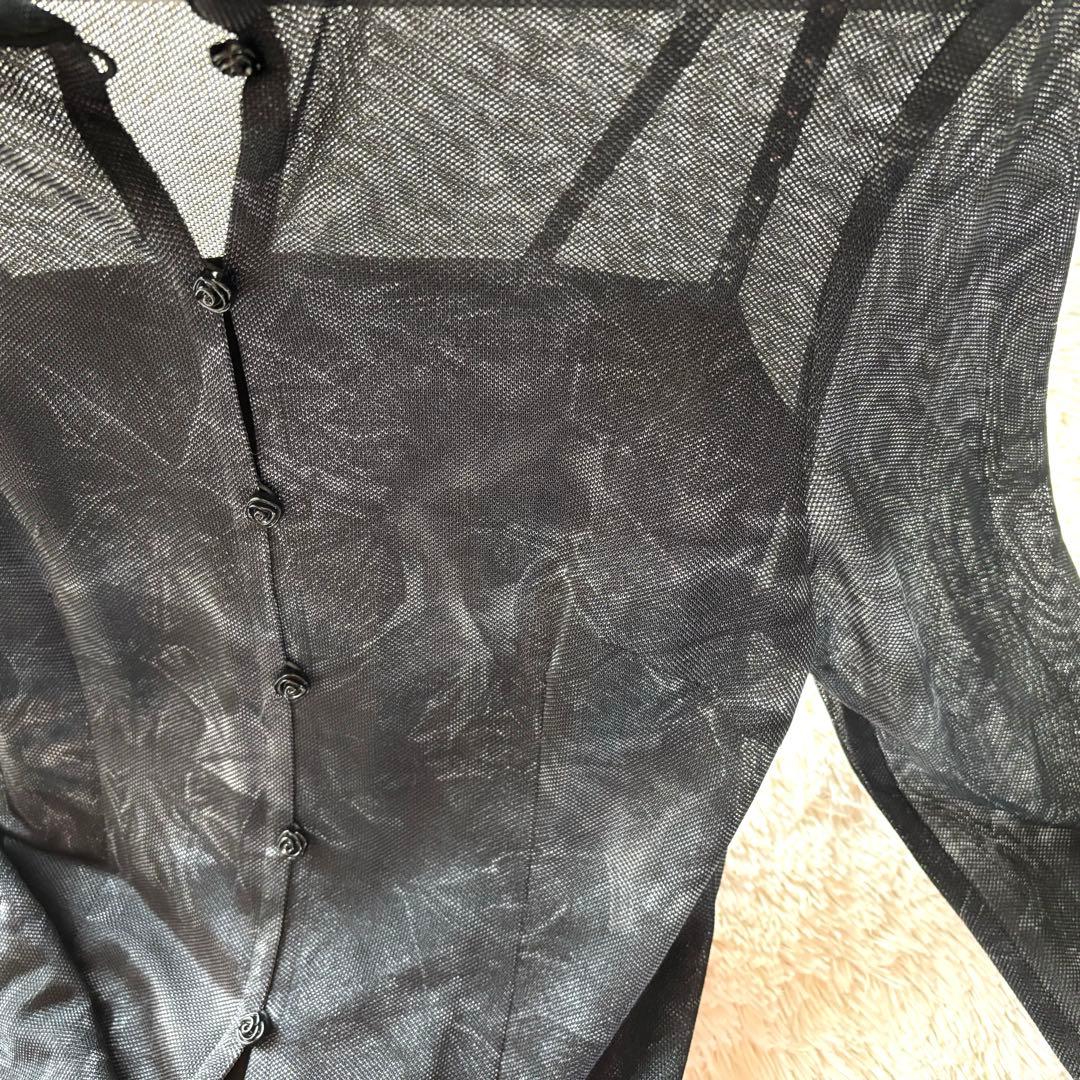 美品　高級　東京ソワール　ソワールドルチェ　シアー　キャミワンピース　黒薔薇