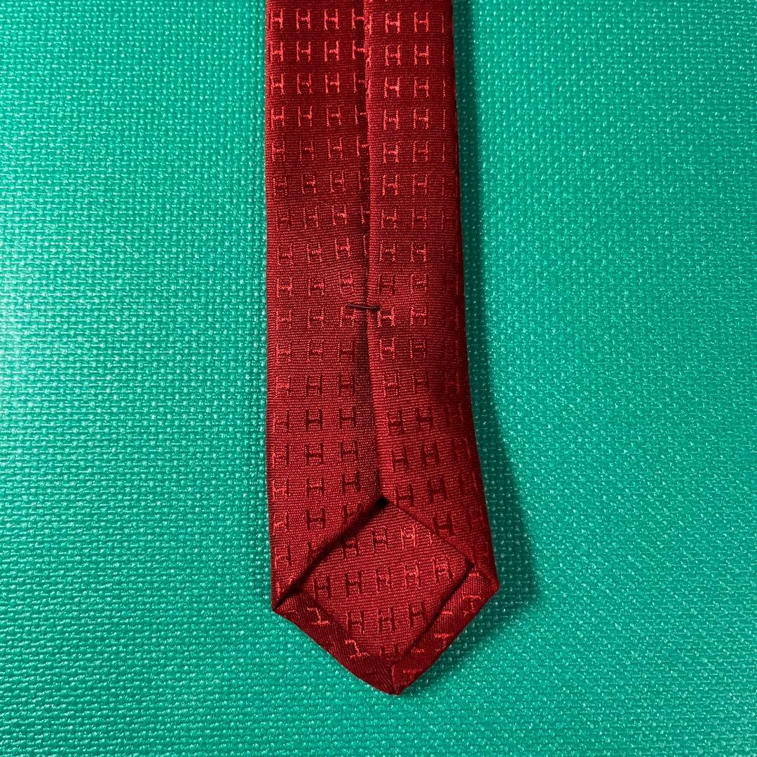 【美品】HERMES ネクタイ ワインレッド　ファソネH総柄 希少品