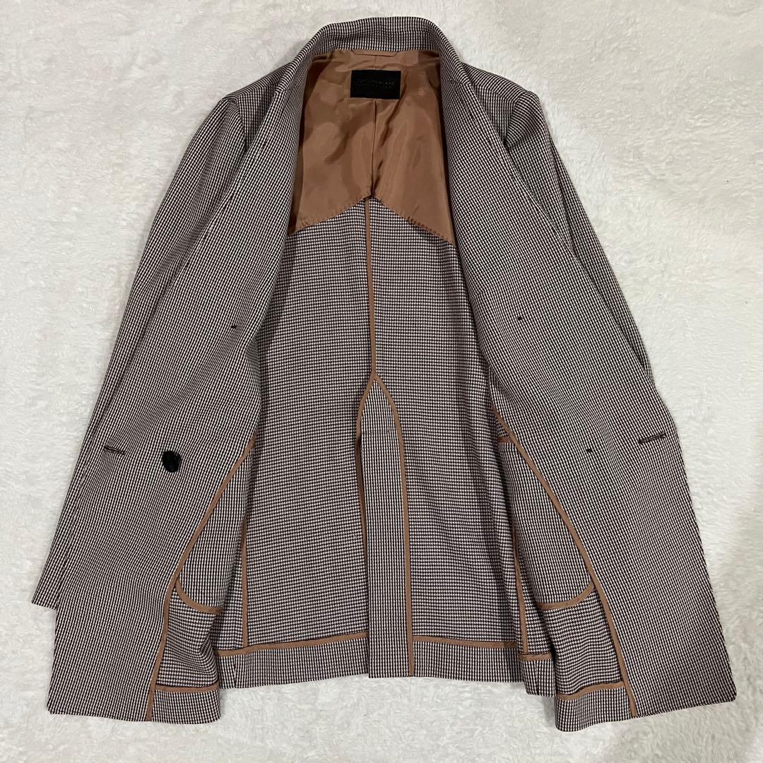 トゥモローランドコレクションダブルブレスト　ジャケット　チェック千鳥格子ブラウン