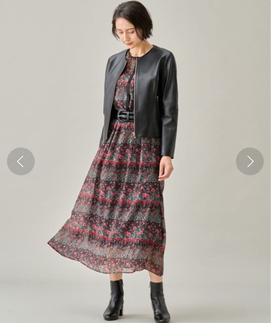 22AW定価6.8万　ANAYI アナイ　ティアードフラワープリント　ワンピース