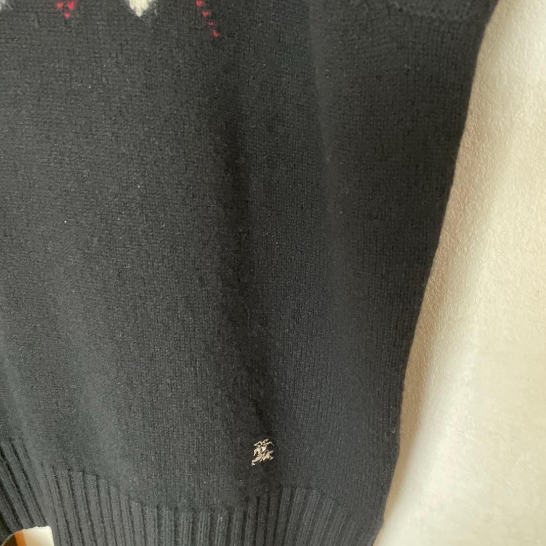 バーバリーロンドン　黒　LL カシミヤ混ハイネックベスト　大きなサイズ