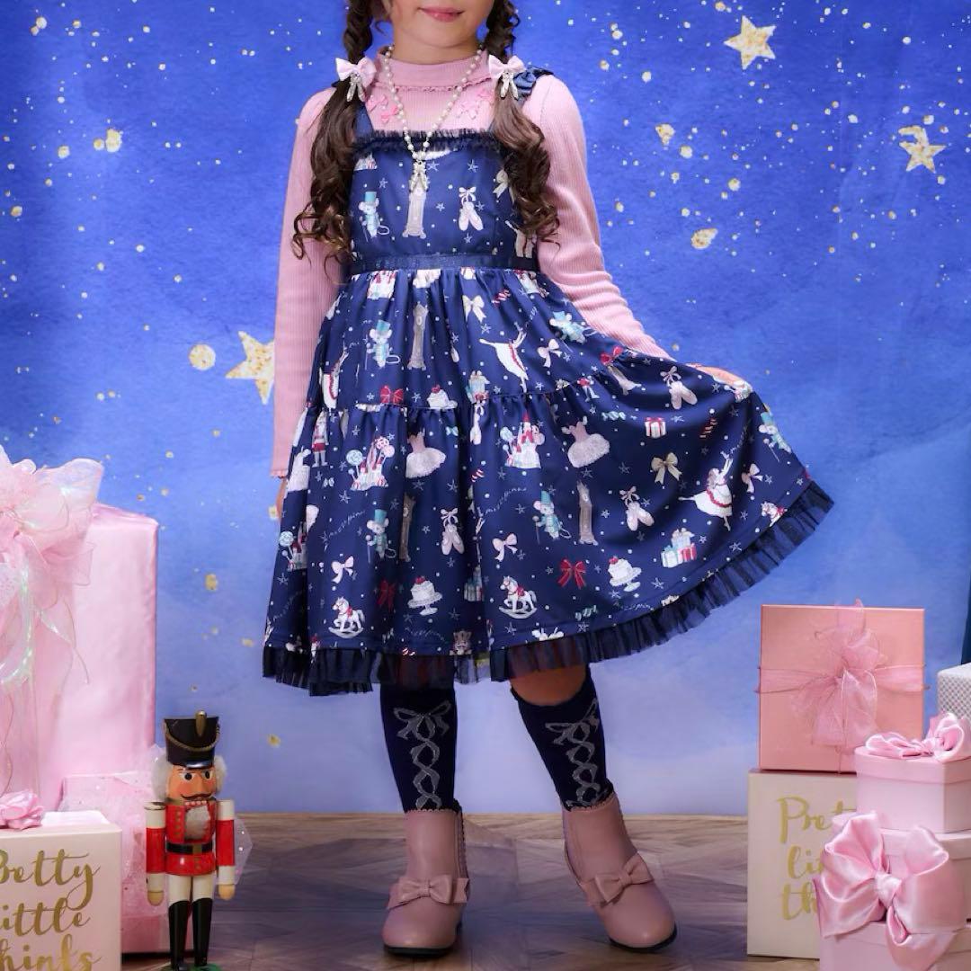 ボ*ル様 メゾピアノ新品新作タグ付きくるみ割り人形柄キャミワンピース140