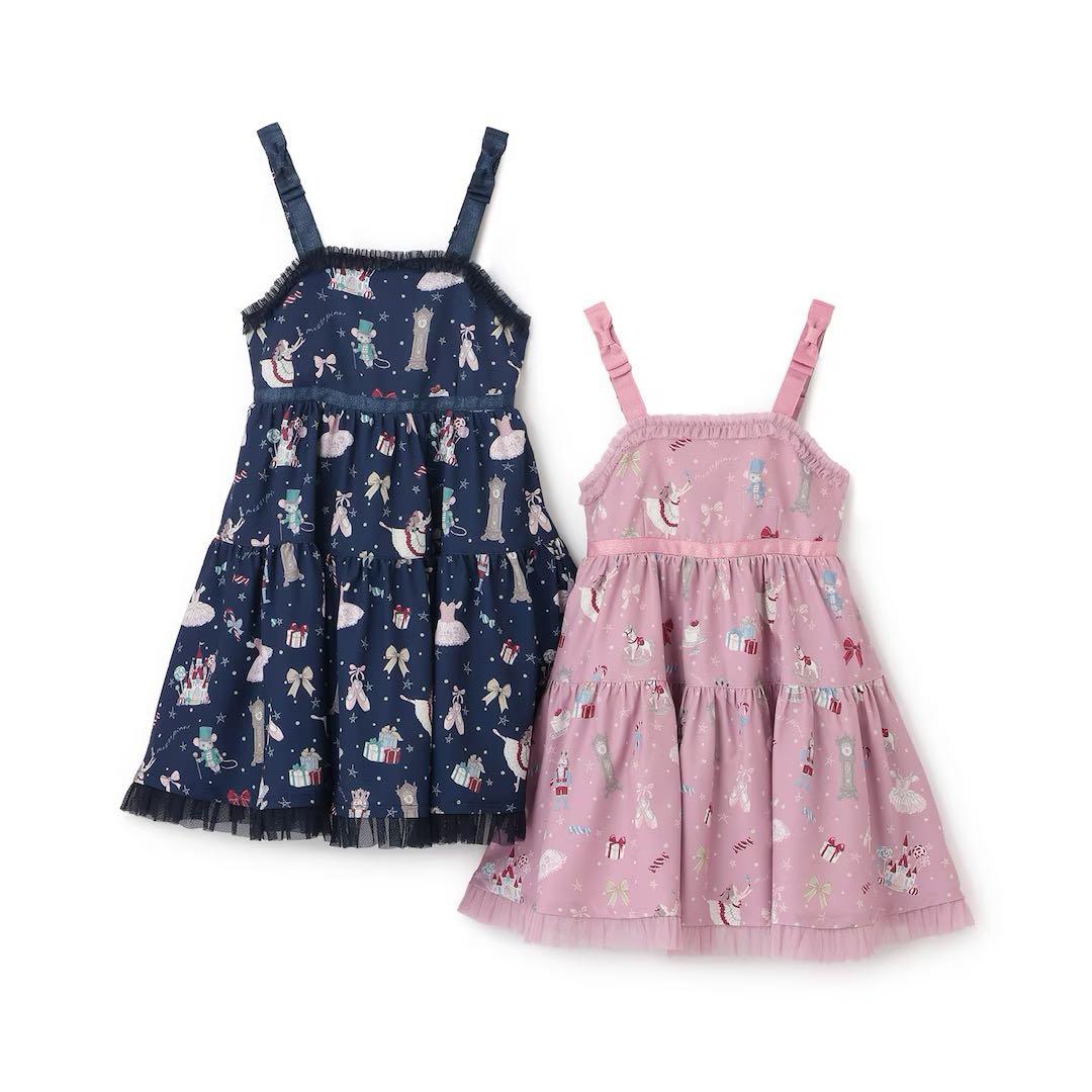 ボ*ル様 メゾピアノ新品新作タグ付きくるみ割り人形柄キャミワンピース140