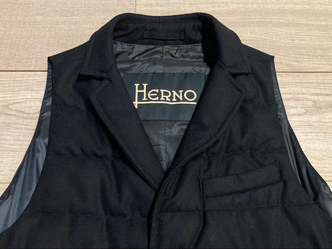 HERNO ダウンベスト ネイビー 44 S ウール