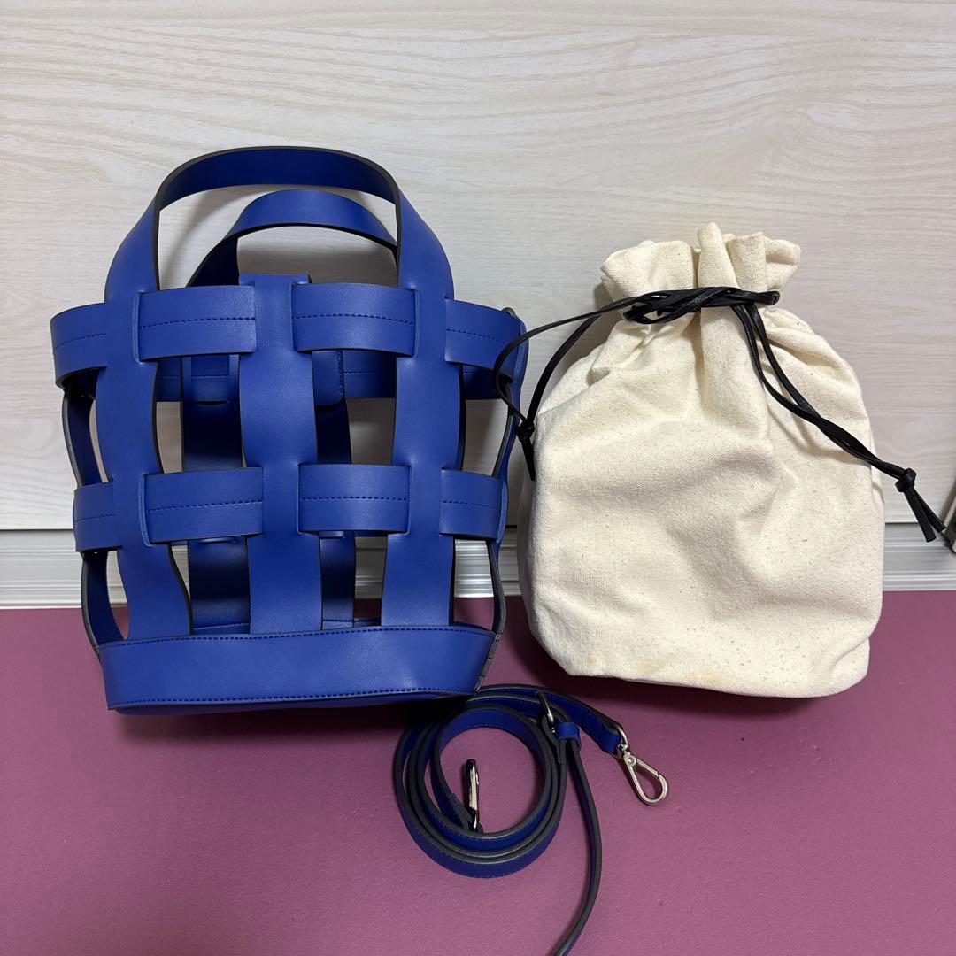 【美品】BLUE×PALANG WOVEN BASKET BAG ロイヤルブルー