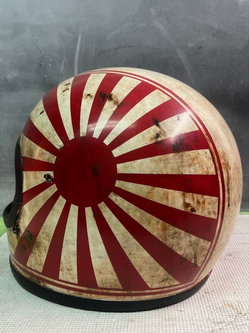 族ヘル　一点物カスタムペイントエイジング加工　神風特攻ヴィンテージ　フルフェイス