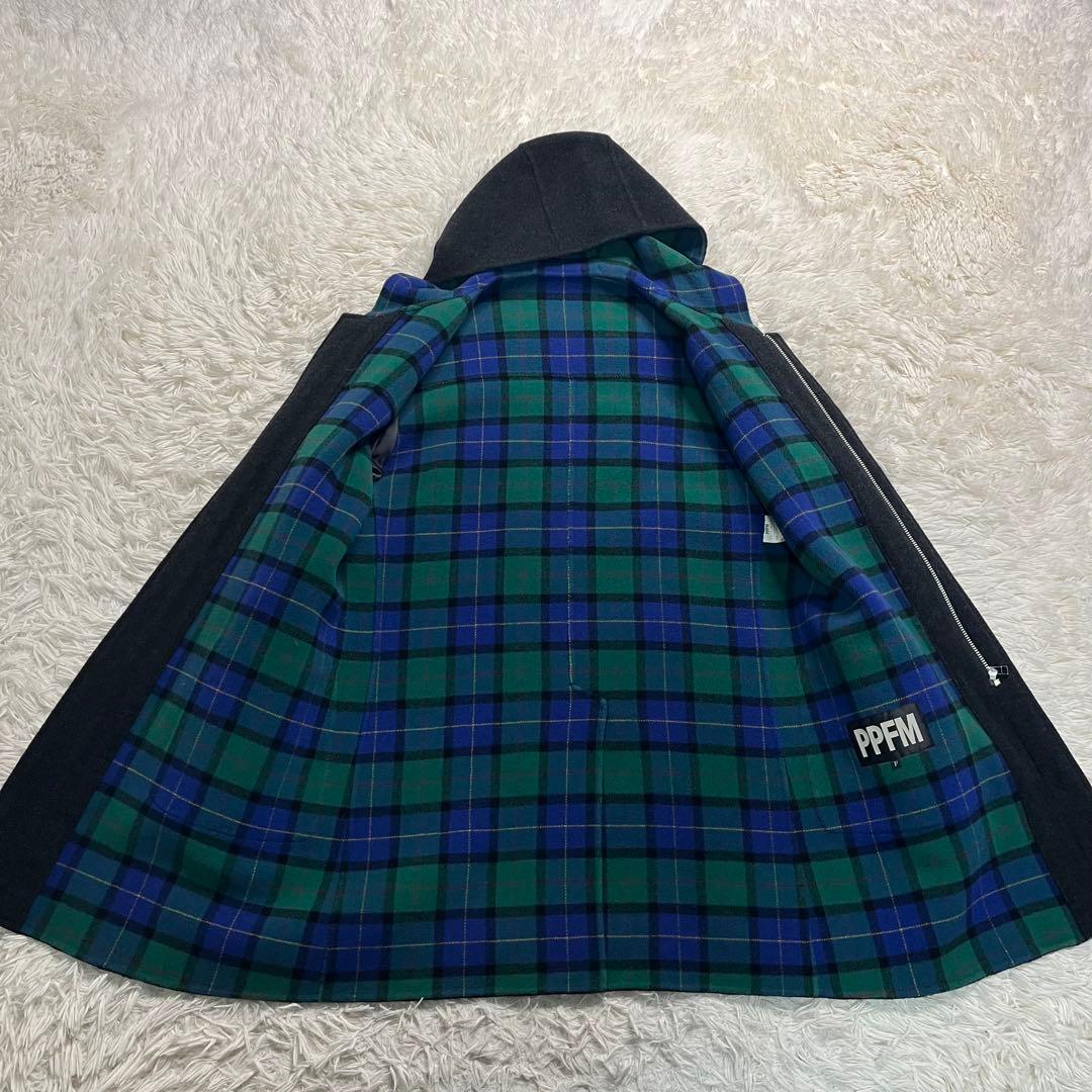 PPFM wool/nylon double face coat 裏チェック