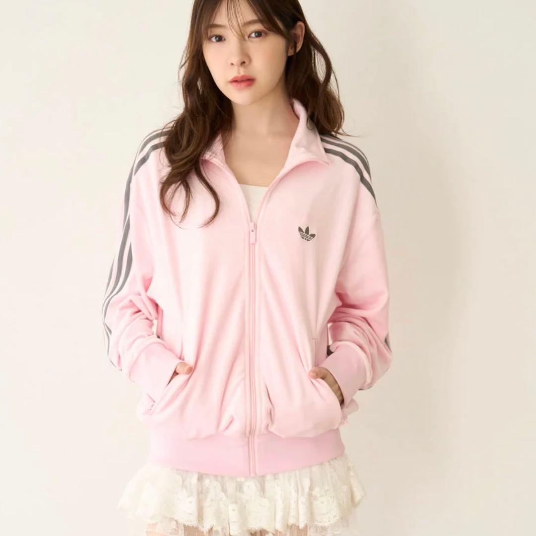 新品XL⭐️adidas × Snidel 別注 ベロア トラックトップ ピンク