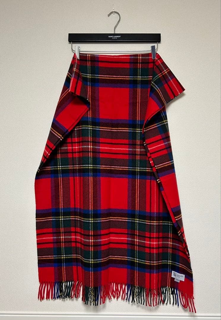 JOHNSTONS/ジョンストンズ/ 大判マフラー/チェック柄/赤/カシミヤ混