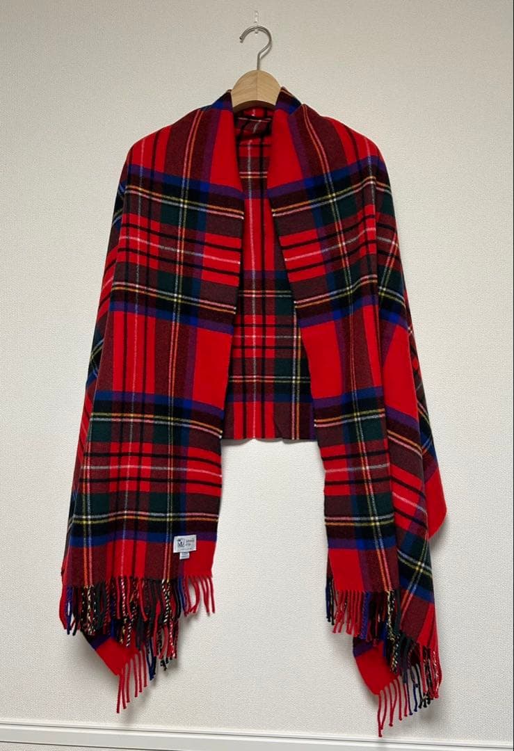 JOHNSTONS/ジョンストンズ/ 大判マフラー/チェック柄/赤/カシミヤ混