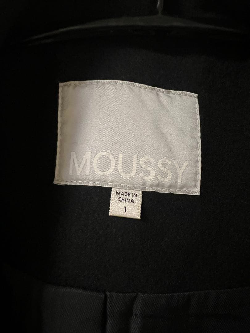 MOUSSY DOUBLE BREASTED MID コート（黒）