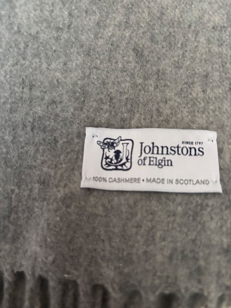 ジョンストンズ　カシミヤ100% 大判ストール　グレー