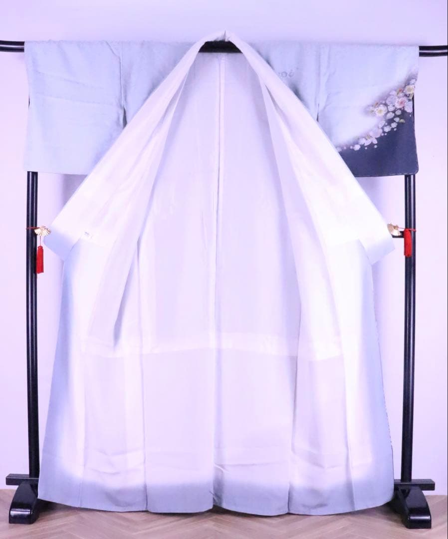 訪問着 正絹 辻が花 水色