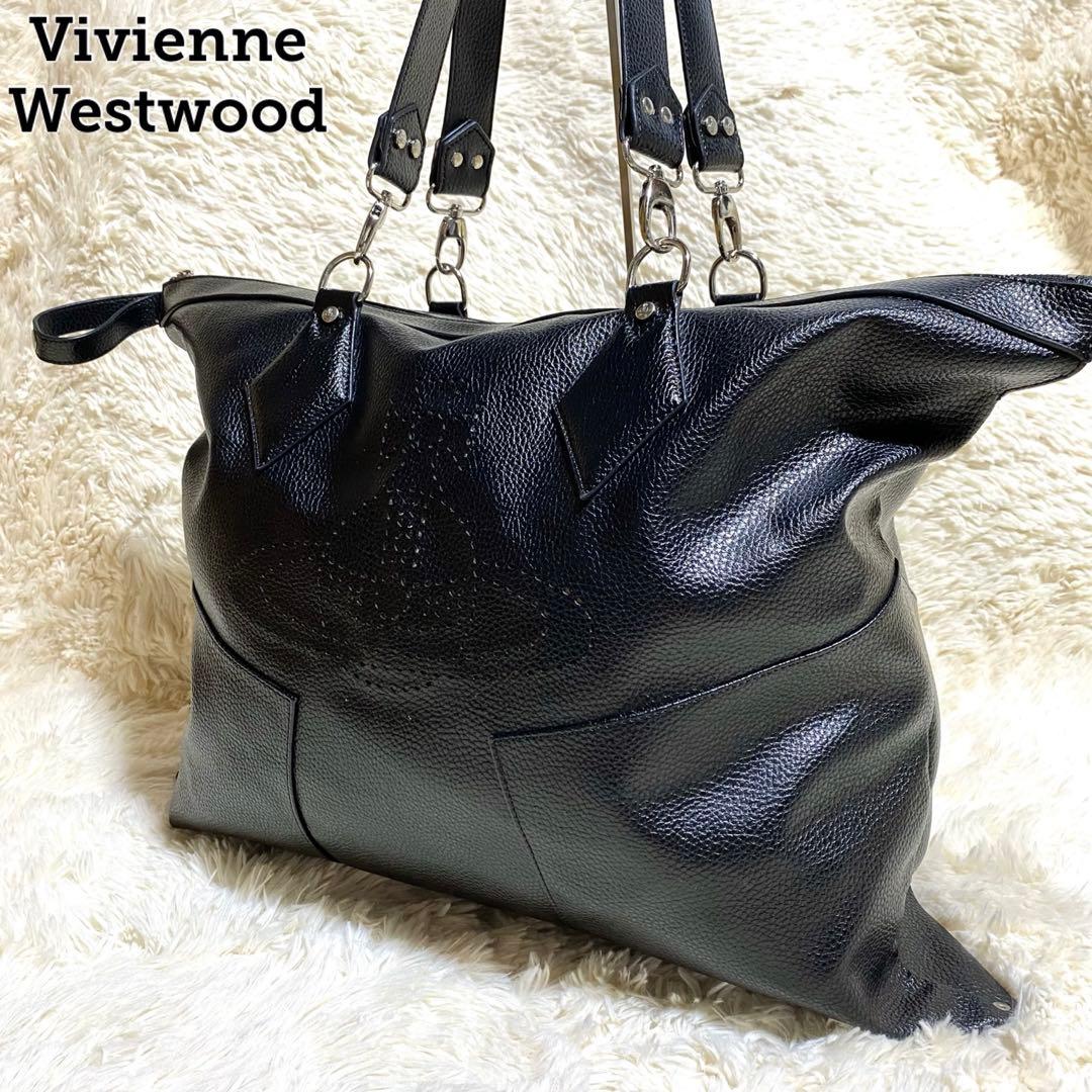 【希少】★ヴィヴィアンウエストウッド★レザーボストンバッグ★特大 黒 本革 変形
