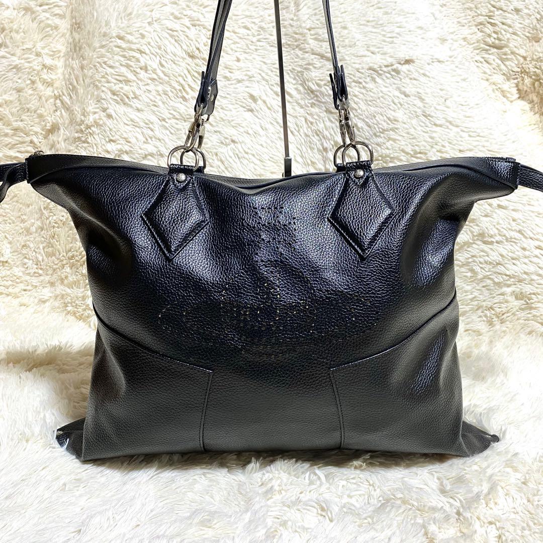 【希少】★ヴィヴィアンウエストウッド★レザーボストンバッグ★特大 黒 本革 変形