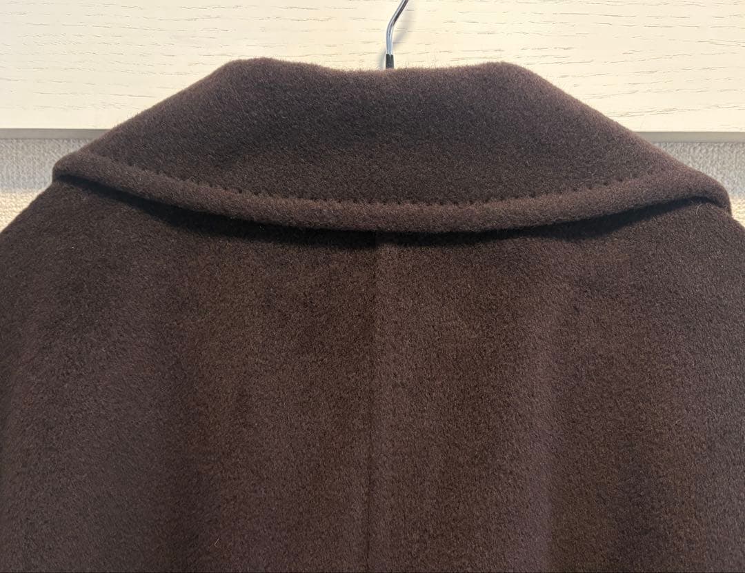 MaxMara ダークブラウン カシミヤ混ロングコート　クリーニング済み