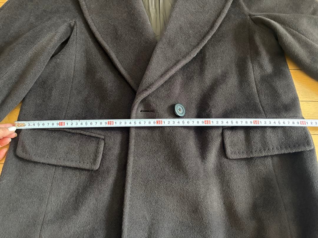 MaxMara ダークブラウン カシミヤ混ロングコート　クリーニング済み