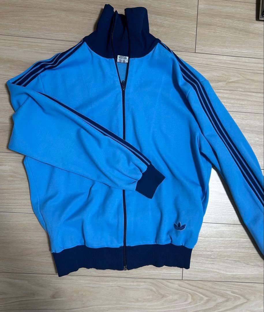 70s adidas track jacket ブルー size3 短丈 y2k