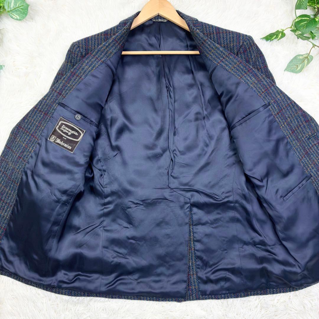 美品　エルメネジルドゼニア　ツイード　ウィンドウペンチェック　テーラード　2XL