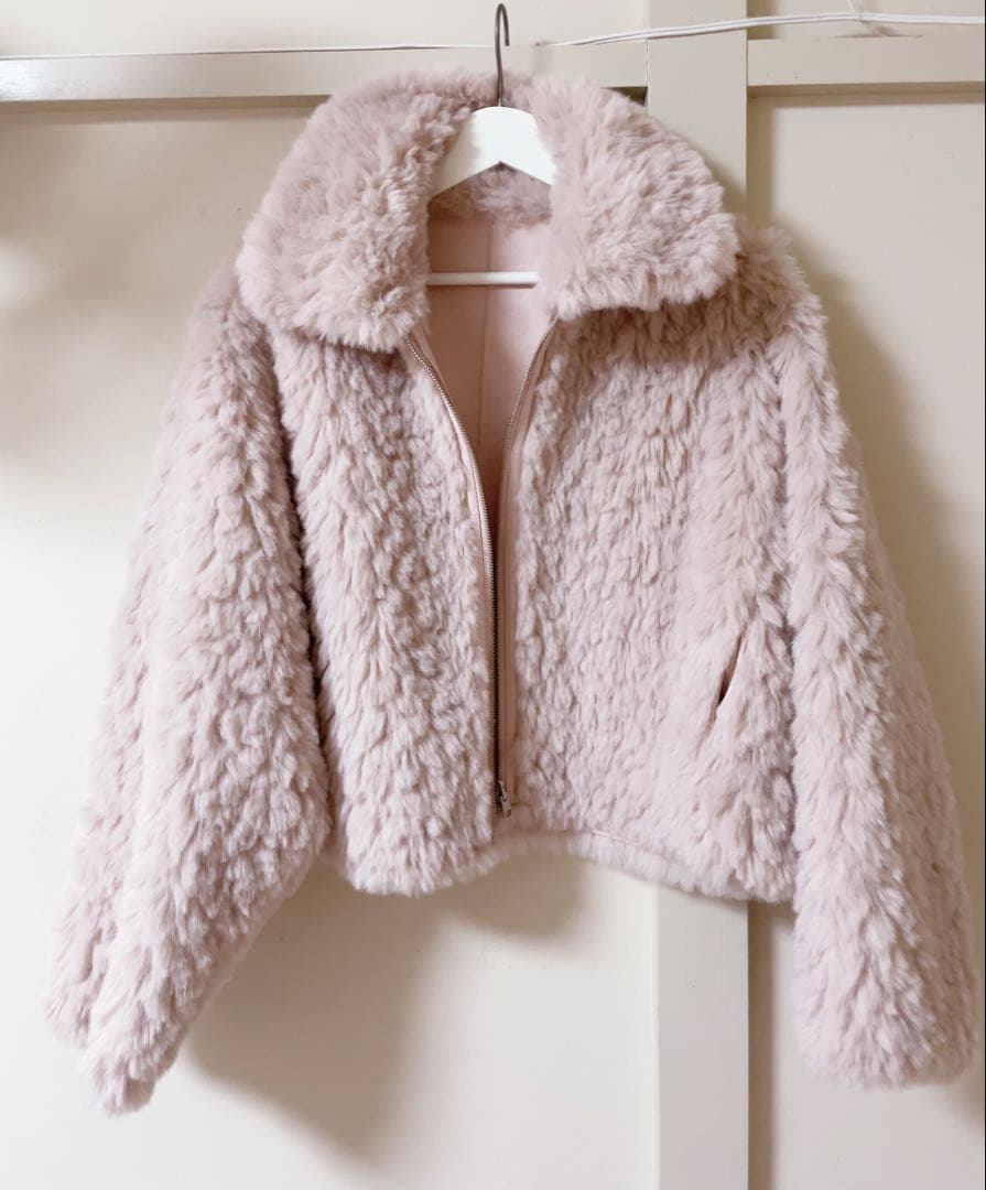 もなこfur fur エコファーリバーシブルブルゾン コート ピンク