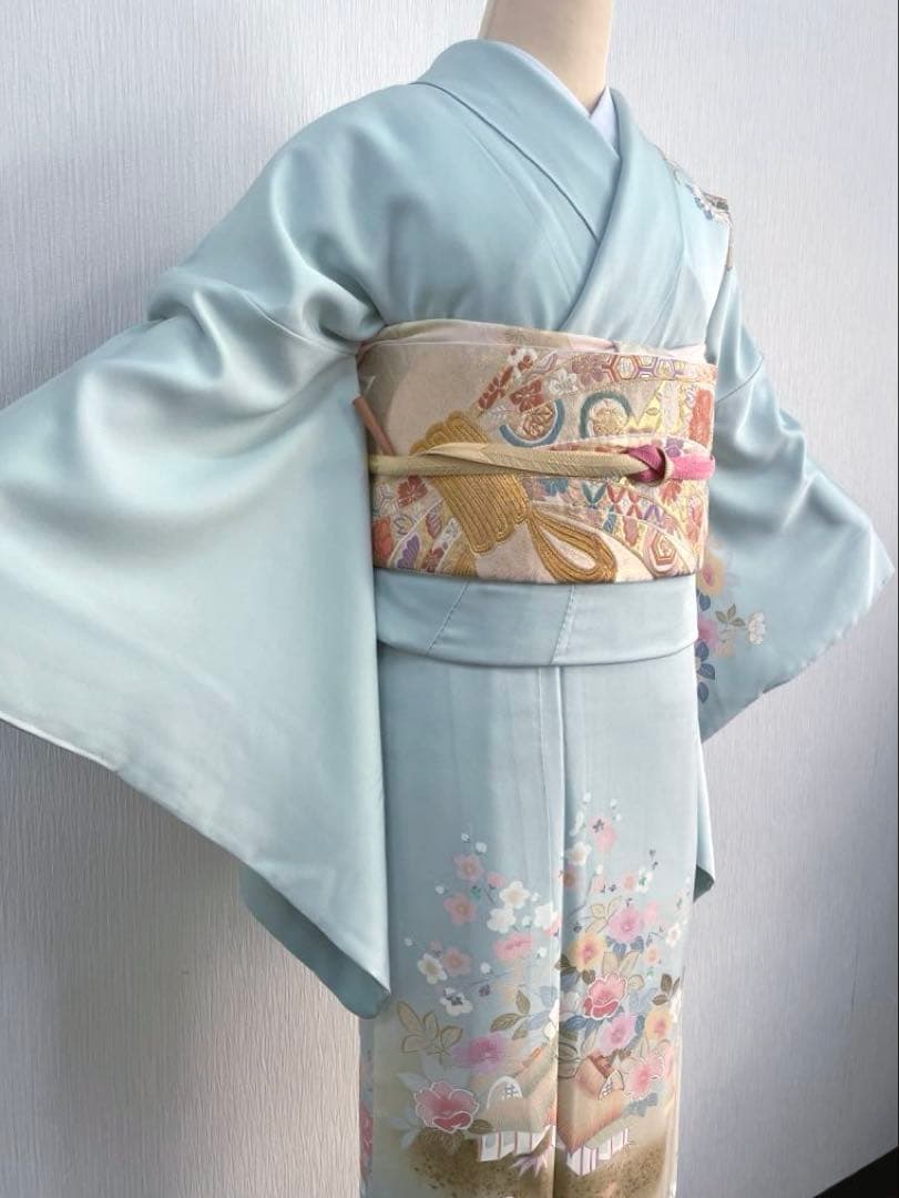 梅乃【162】正絹　訪問着　フルセット　美品　七五三　入卒式　お宮参り　水色