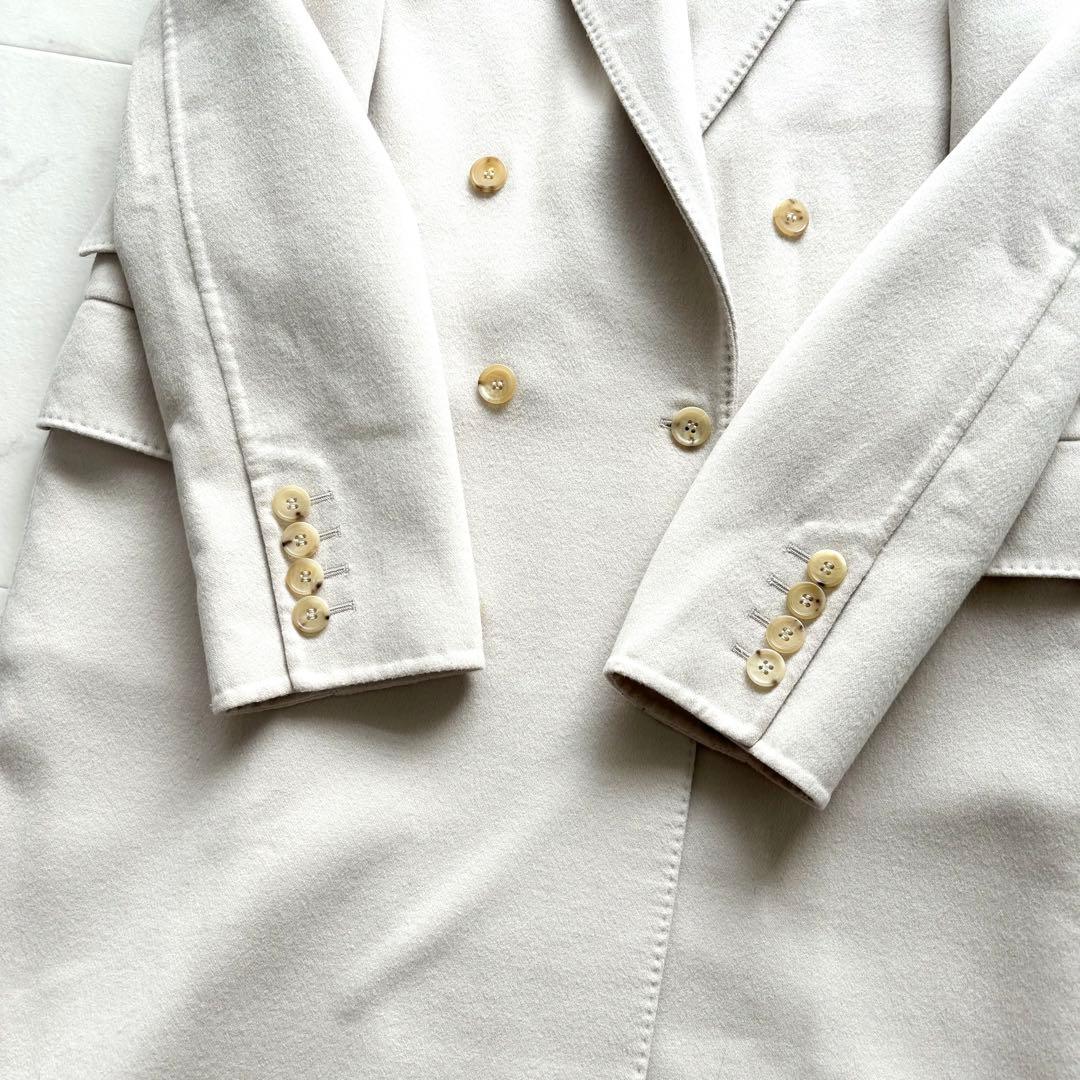 美品 マックスマーラ クチートアマーノ カシミヤ ロングコート アイボリー 46