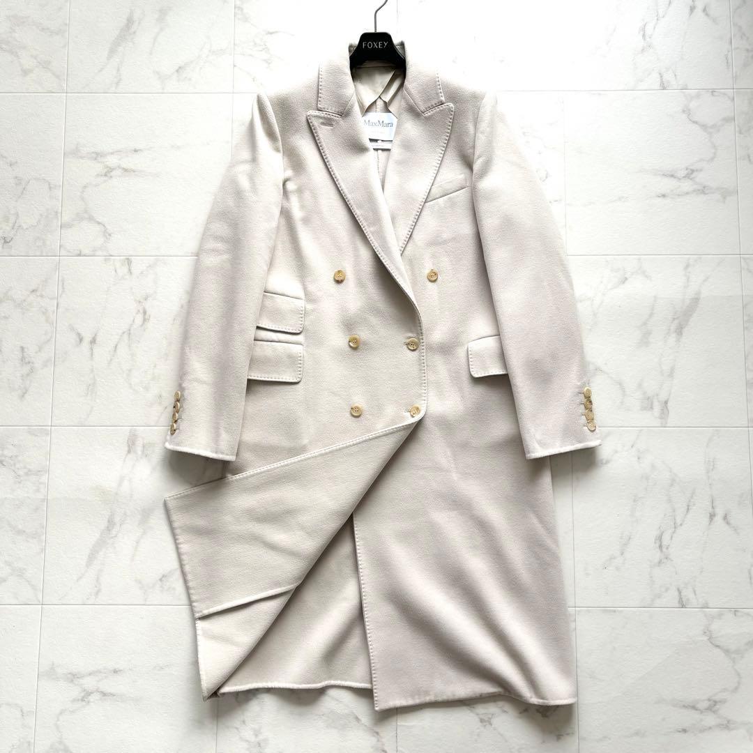 美品 マックスマーラ クチートアマーノ カシミヤ ロングコート アイボリー 46