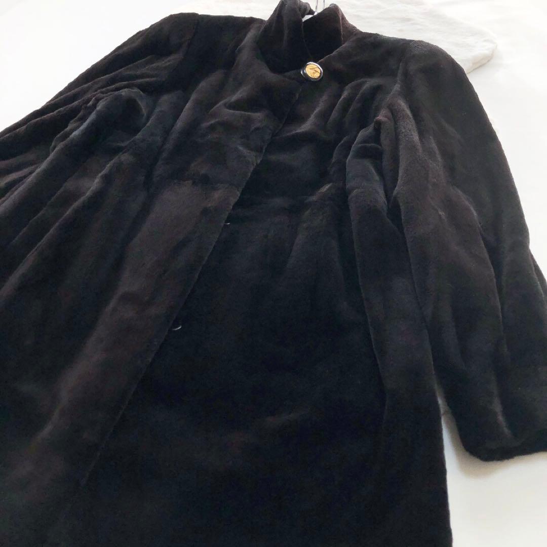 SAGAMINK*サガミンク　ロングコート　リアルファー　毛皮　ブラウン