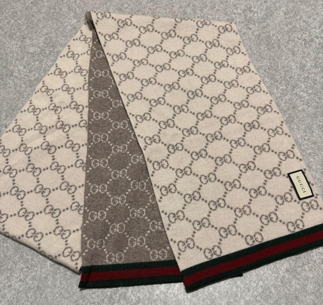 GUCCI グッチ マフラー GG リバーシブル ウールマフラー