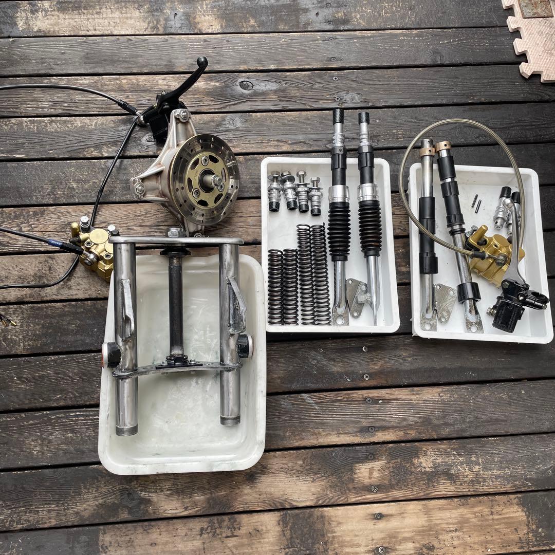 【シャリー用】5cmローダウン＆ディスク付 純正タイプフロントフォーク キット