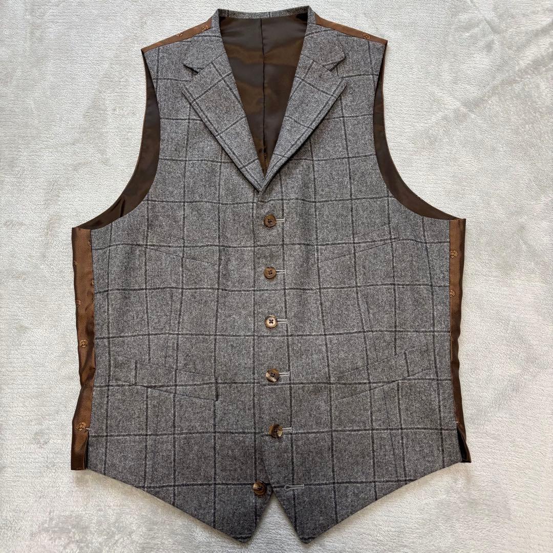 美品✨3ピース CANONICO セットアップスーツ ペンチェック 総裏 2B