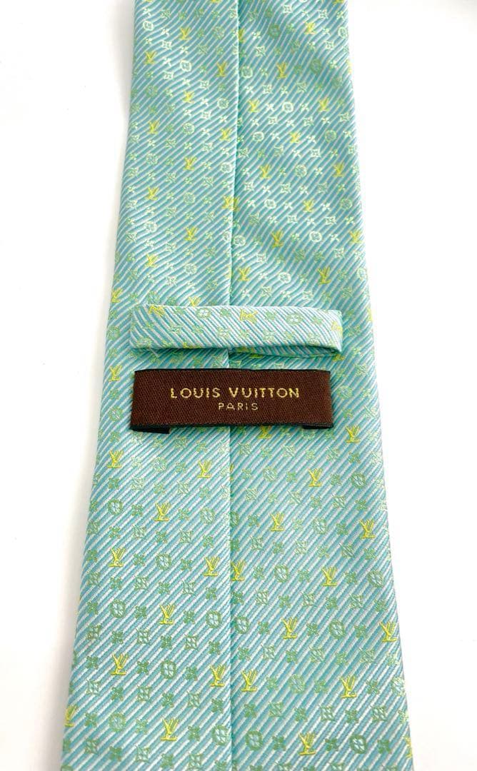 美品 ルイヴィトン ネクタイ ハイブランド モノグラム ミントグリーン レア