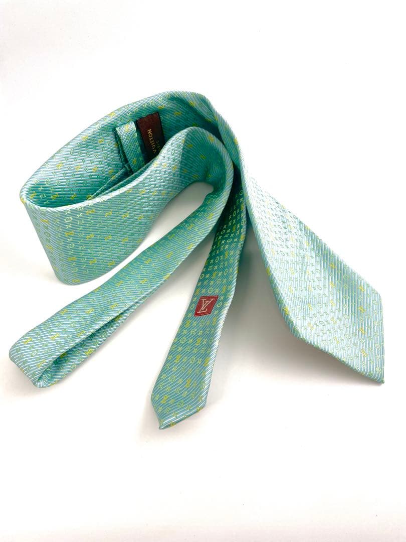 美品 ルイヴィトン ネクタイ ハイブランド モノグラム ミントグリーン レア