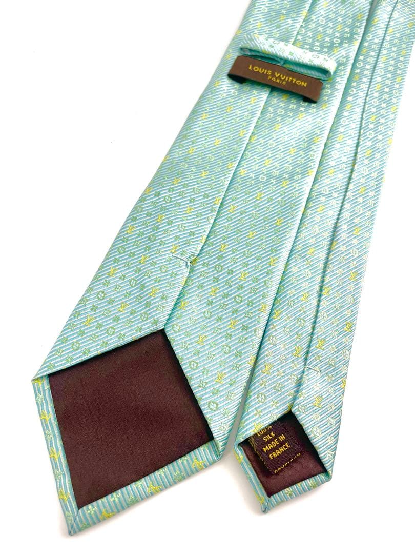 美品 ルイヴィトン ネクタイ ハイブランド モノグラム ミントグリーン レア