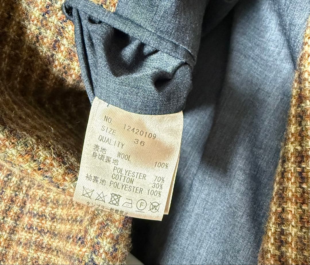 todayful ジャケット　Wool100% Check Jacket 36
