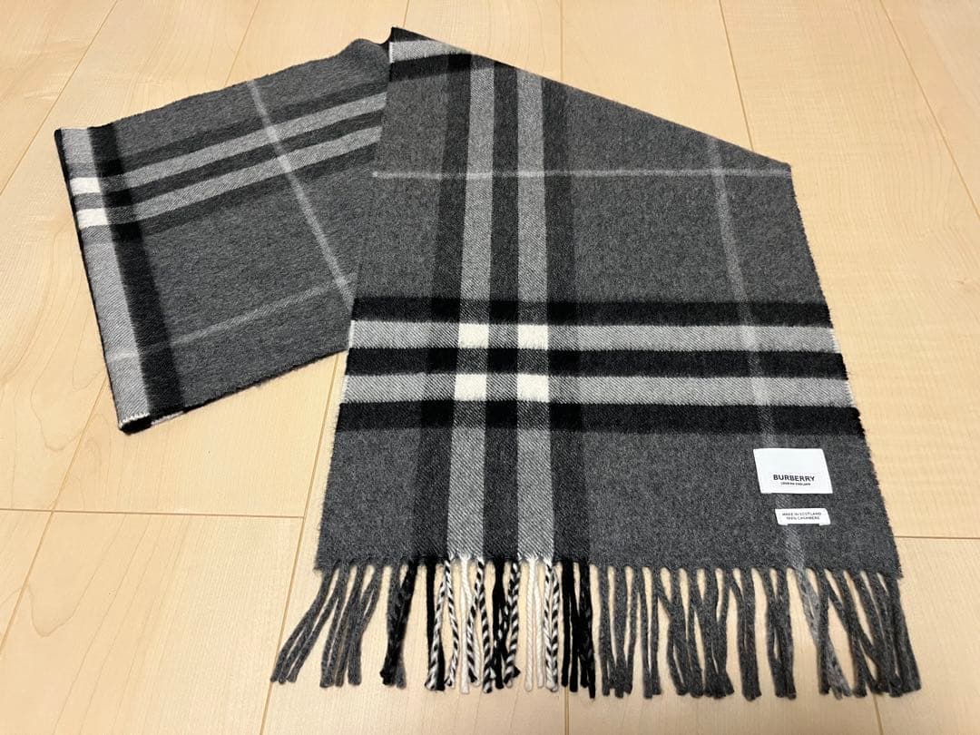 BURBERRY　バーバリー　マフラー　カシミア100％　グレー　美品