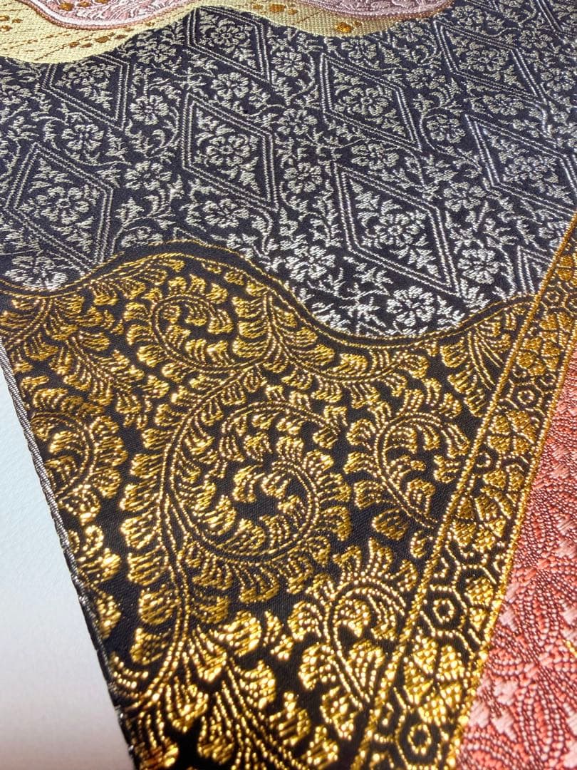 高級 袋帯 正絹 六通柄 ゴールド 金糸使用 フォーマル 訪問着 留袖 色虫