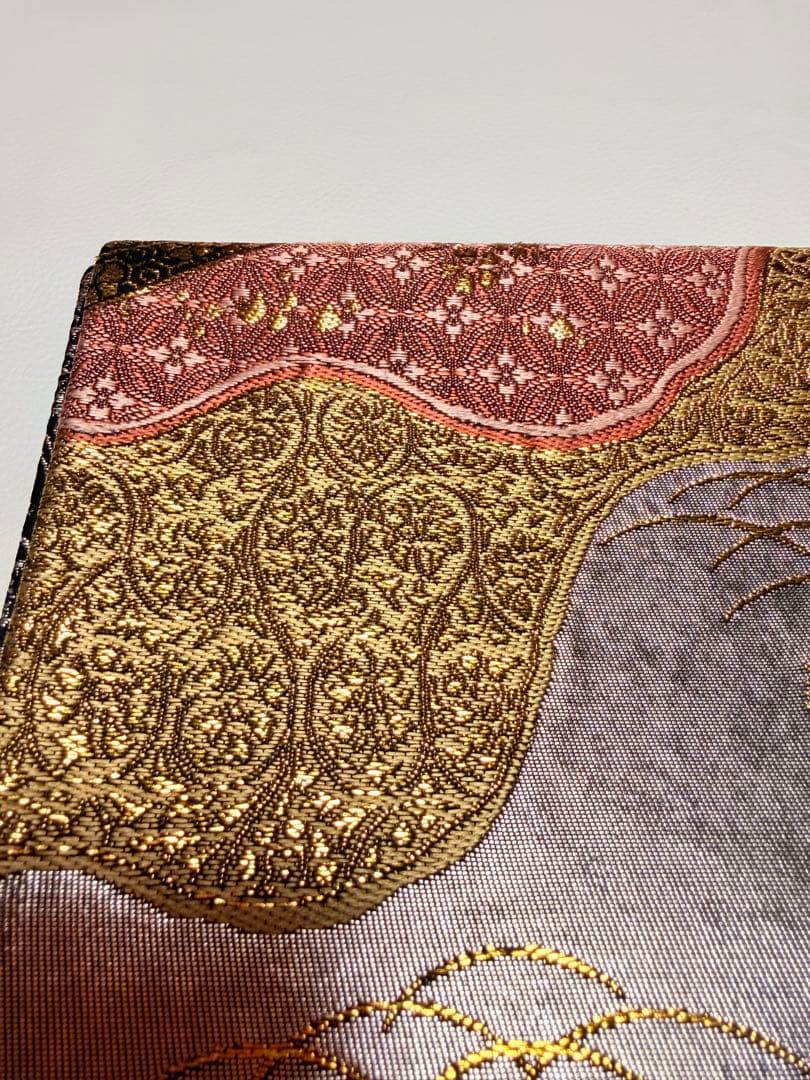 高級 袋帯 正絹 六通柄 ゴールド 金糸使用 フォーマル 訪問着 留袖 色虫