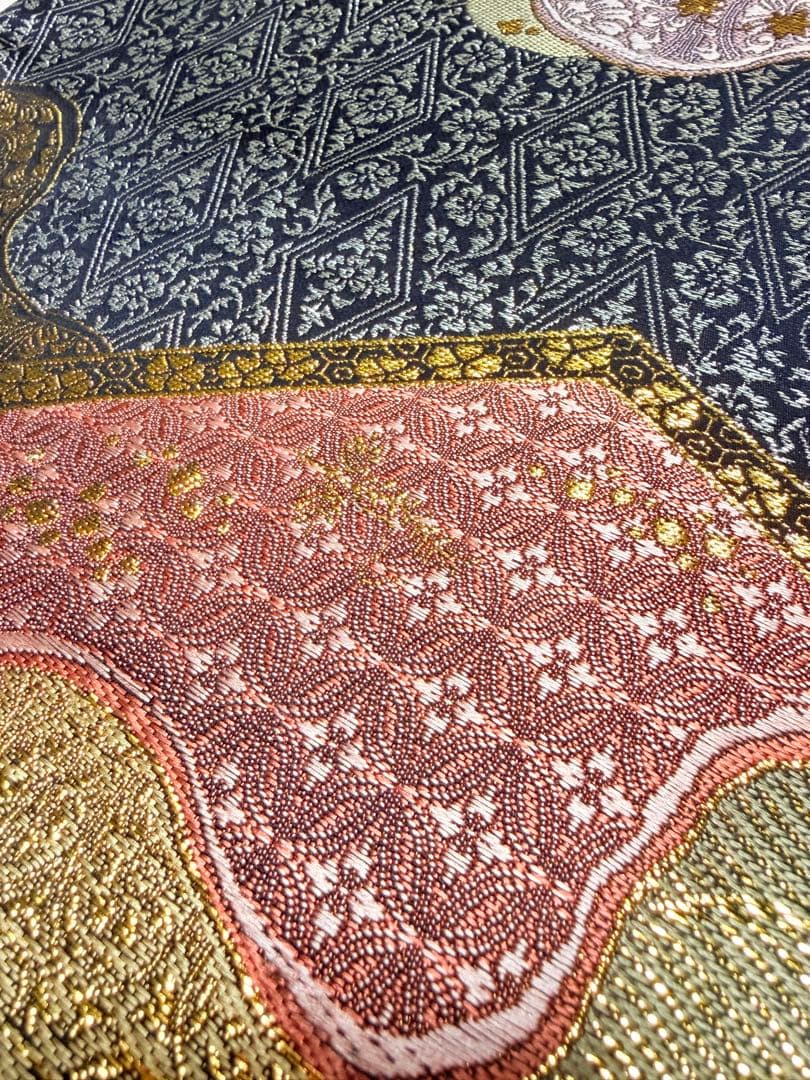 高級 袋帯 正絹 六通柄 ゴールド 金糸使用 フォーマル 訪問着 留袖 色虫