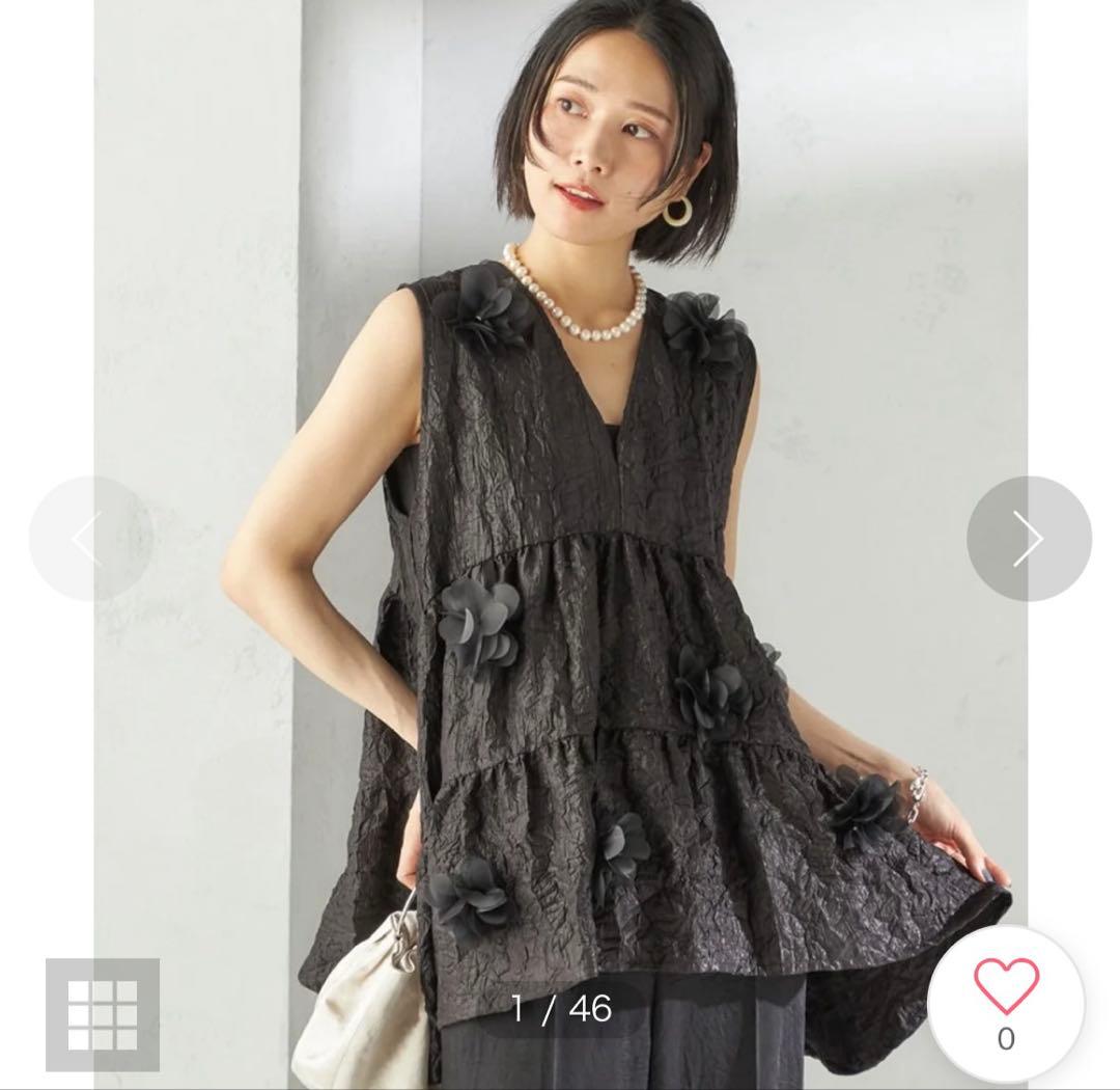 TORRAZZO DONNA ブラック ノースリーブチュニック　SHIPS