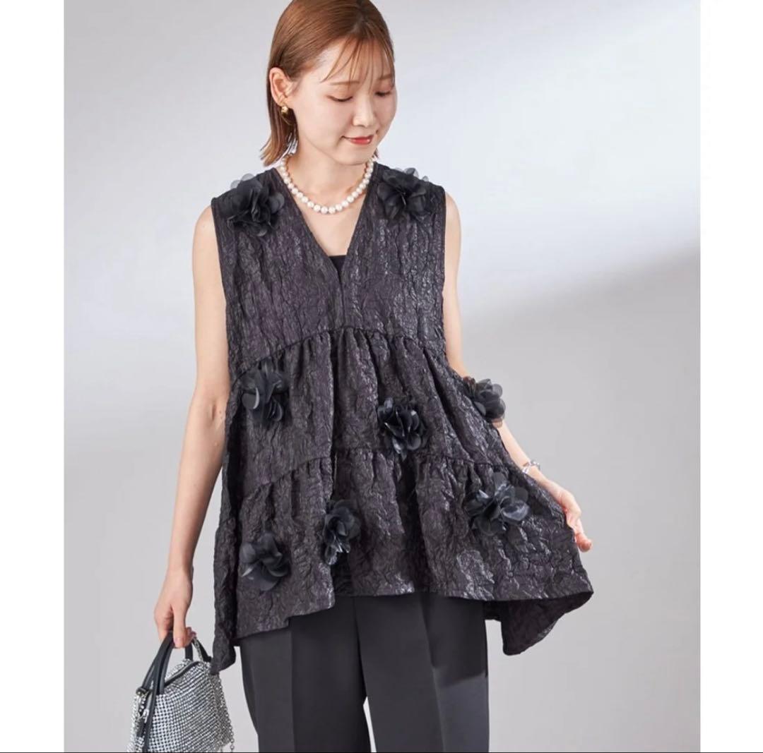 TORRAZZO DONNA ブラック ノースリーブチュニック　SHIPS