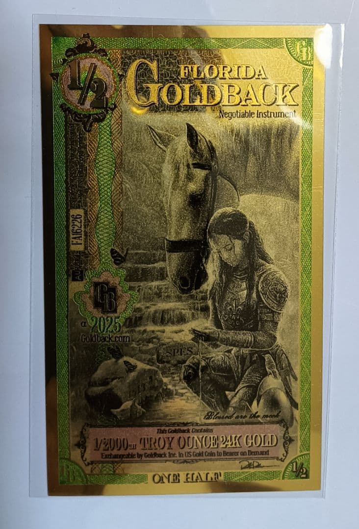 とらばーと１５枚セット☆☆フロリダ純金(１５.５mg)地域ノート1/2☆☆