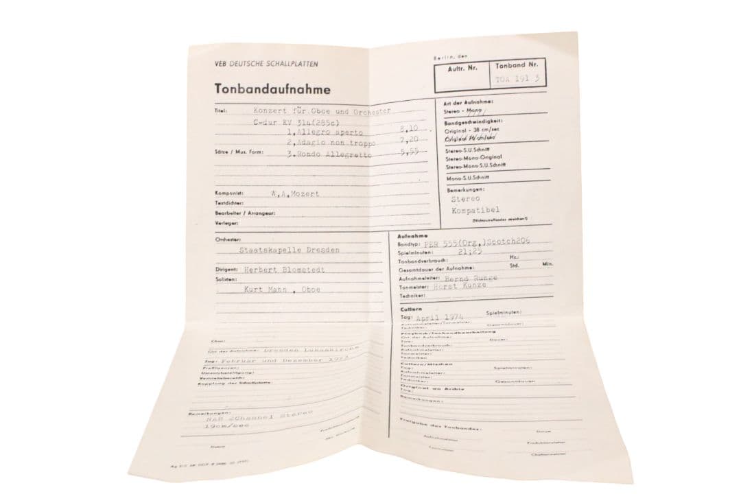 【TOA/19/2track】オープンリールテープ モーツァルト オーボエ協奏曲